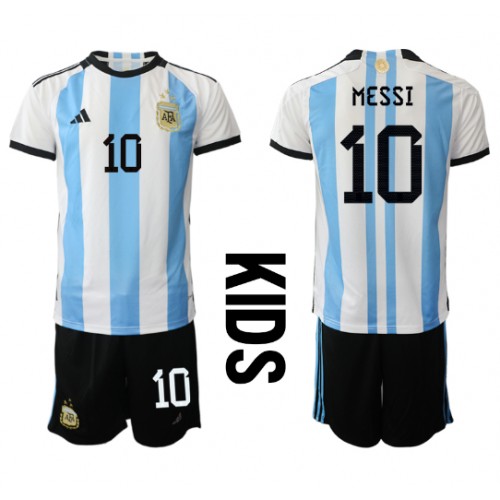 Dětský Fotbalový dres Argentina Lionel Messi #10 MS 2022 Domácí Krátký Rukáv (+ trenýrky)